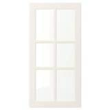 Eine weiße BODBYN-Tür mit klassischem Design und abgeschrägten Paneelen für einen traditionellen Look. Es hat eine glatte, lackierte Oberfläche und Scheiben aus gehärtetem Glas.