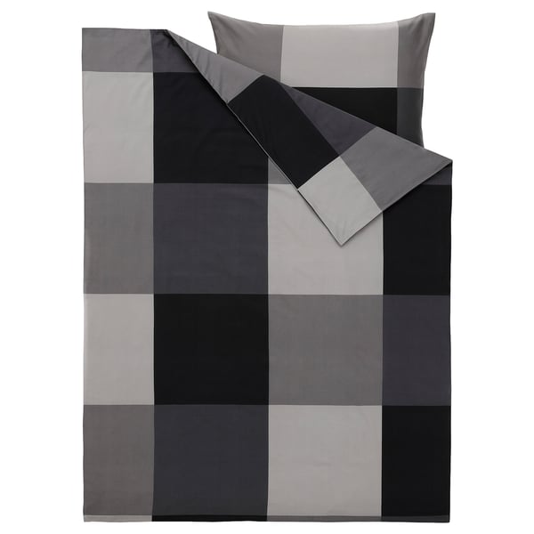 BRUNKRISSLA Bettwäsche-Set, 2-teilig, schwarz, 140x200/70x90 cm