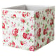 Florale Aufbewahrungsbox, weiß mit roten, rosa Rosen und grünen Blättern, Stoffmaterial, quadratische Form, passend für Kallax Regale.
