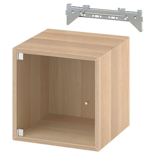 EKET Wandschrank mit Vitrinentür, Eicheneff wlas, 35x35x35 cm