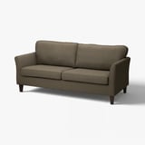 EKHOLMA-Sofa, olivgrün, Stoff und Holz, gebogenes Design.