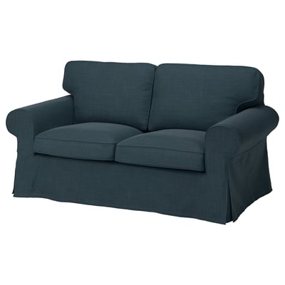 EKTORP 2-Sitzer-Sofa in Blau, modernes klassisches Design, weiche, dicke Kissen, abnehmbarer, waschbarer Bezug.