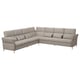 Modernes graues L-förmiges FAMMARP-Sofa mit verstellbaren Kissen und Holzbeinen.