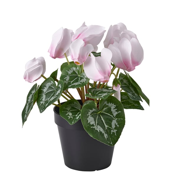 FEJKA Topfpflanze, künstlich, drinnen/draußen Alpenveilchen/hellrosa, 12 cm