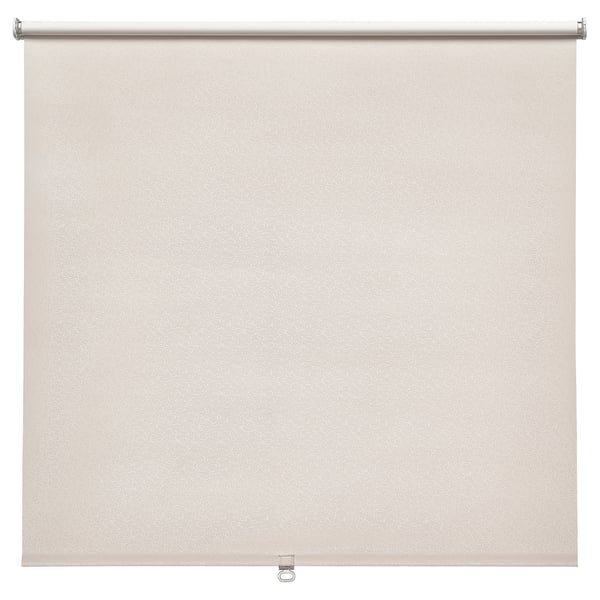 FÖNSTERBLAD beiges Rollo, sanftes Beige mit dezentem Kreismuster, blockiert Licht, kabellos.