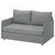 Graues FRIDHULT Schlafsofa, minimalistisches Design aus recyceltem Stoff und Holz, ideal für kleine Räume.