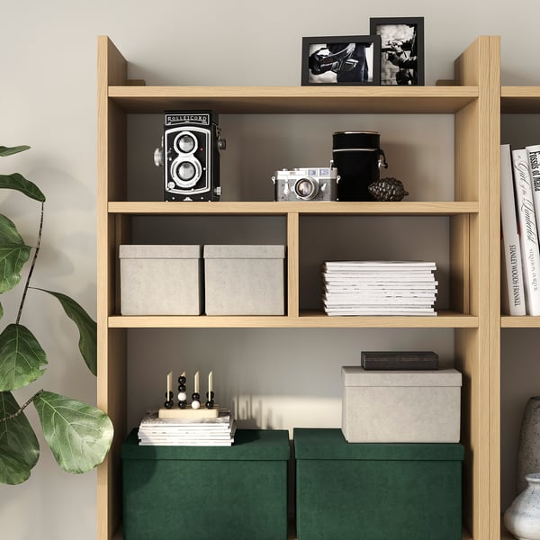 GJÄTTA Kasten mit Deckel, Samt hellgrau, 18x25x15 cm
