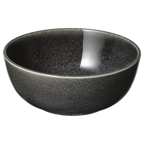 Dunkelgraue GLADELIG Schale, rund, Steinzeug mit Reaktivglasur, schlichtes Design.