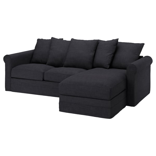 Dunkelgraues GRÖNLID Sektionssofa, modernes Design, mit Kissen, strapazierfähiger Stoffbezug.