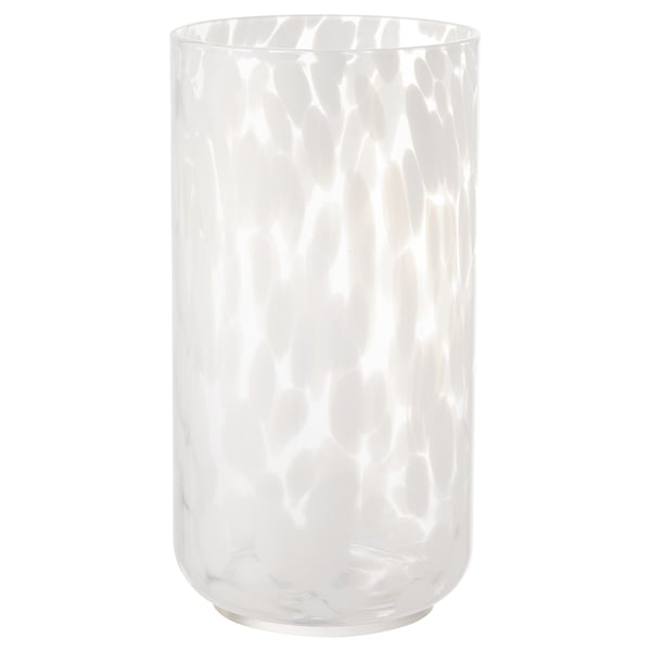 HÄCKOXEL Vase, Punkte weiß, 20 cm