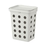 HÅLLBAR Abfalleimer, weiß mit dunkelgrauen Löchern, rechteckig, belüftet, recycelter Kunststoff.