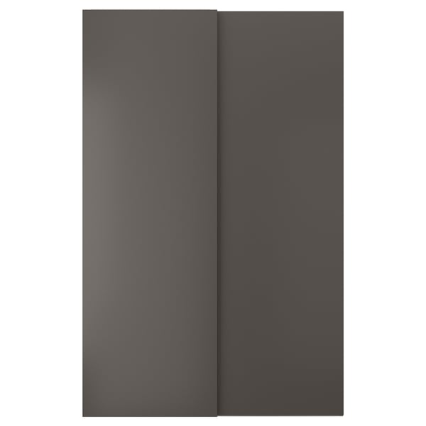Eine dunkelgraue HASVIK-Schiebetür mit modernem, minimalistischem Design.