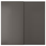 Eine dunkelgraue HASVIK-Schiebetür, schlank und minimalistisch, aus ABS-Kunststoff und Faserplatten, die perfekt zu den Pax-Rahmen passt.