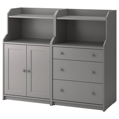 HAUGA graue Aufbewahrung: Schrank & Kommode mit 3 Schubladen, traditionelles Design