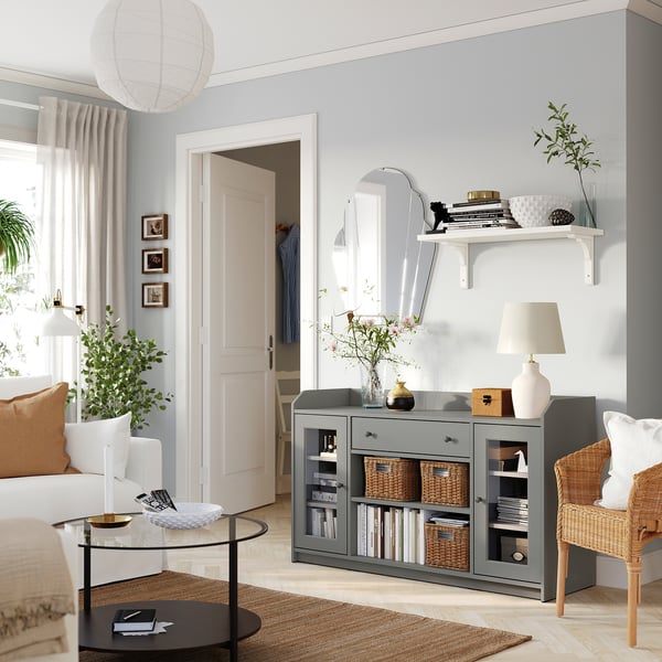 HAUGA Sideboard, grau, 140x46x84 cm