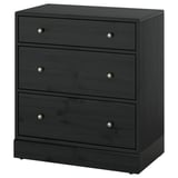 HAVSTA schwarze Holzkommode mit 3 Schubladen.