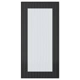 HEJSTA schwarze Glastür, schlankes vertikales Design mit strukturiertem Glas, Aluminiumrahmen, modernes Aussehen.