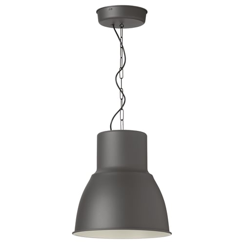 HEKTAR Pendelleuchte, dunkelgrau, Aluminium, übergroße Glockenform, Industriedesign.