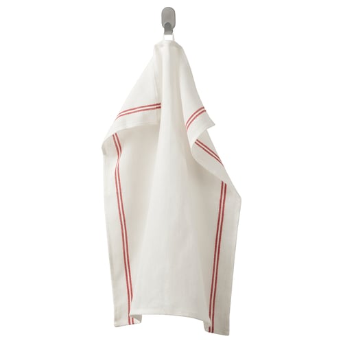 HILDEGUN Handtuch, weiß mit roten Streifen, Baumwolle, rechteckig, einfache Schlaufe zum Aufhängen.