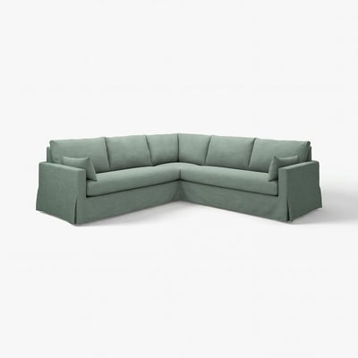 Grünes Ecksofa, HYLTARP, bequem mit klaren Linien.