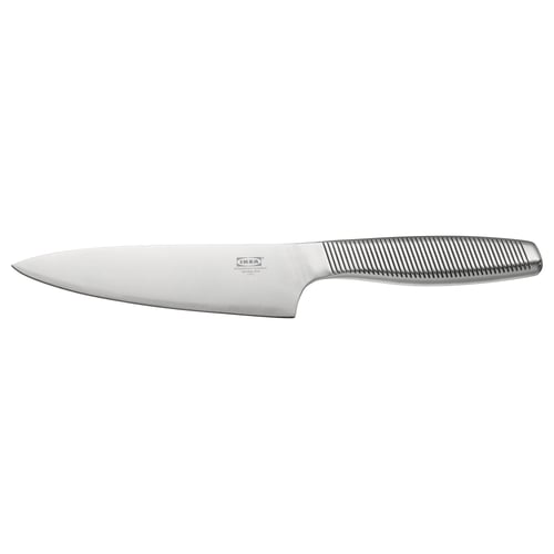 IKEA 365+ Kochmesser, silber, Edelstahl, schlankes Design mit strukturiertem Griff zum Greifen.