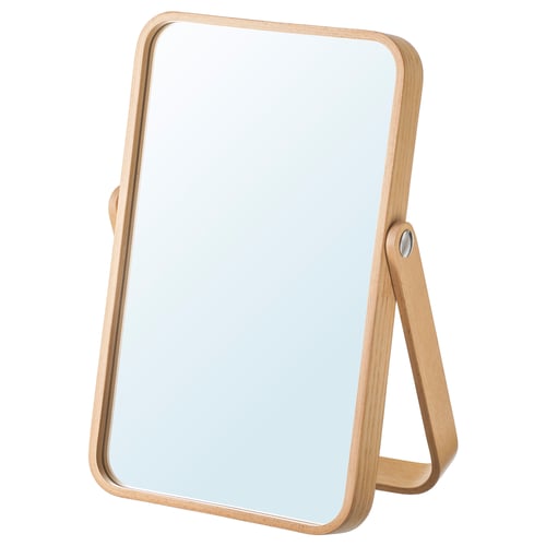 Ikorennes Spiegel aus Eschenfurnier, rechteckig, stehend oder hängend, mit Sicherheitsfolie.