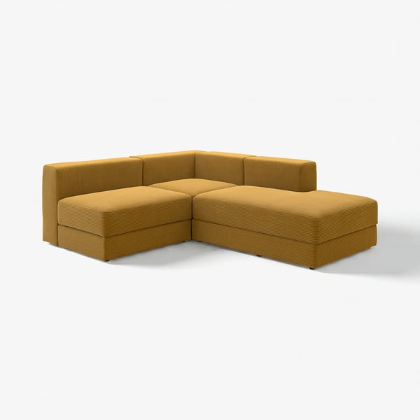 JÄTTEBO gold-gelbes moduläres Sofa, schlankes und modernes Design, mit Stauraum und weichem Komfort.