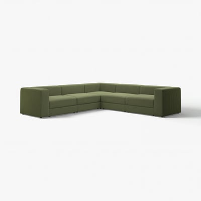 Grünes JÄTTEBO Modulsofa. Modernes Design mit weichen Linien, mehreren Abschnitten und bequemen Polstern.