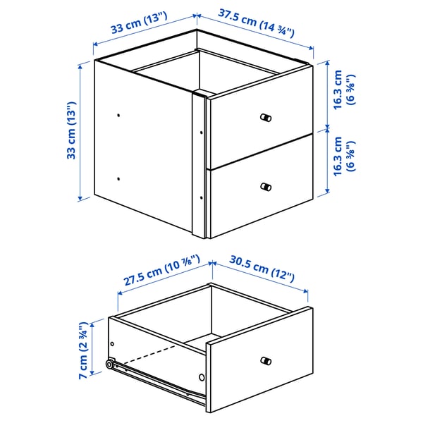 Abbildung mit Maßen für das Produkt: KALLAX.