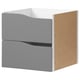 Graues KALLAX Regal mit 2 Schubladen, schlankes Design.