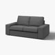 KIVIK graues Sofa, modernes Design, mit niedrigen Armlehnen, bequemer Sitz, grauer Stoff.