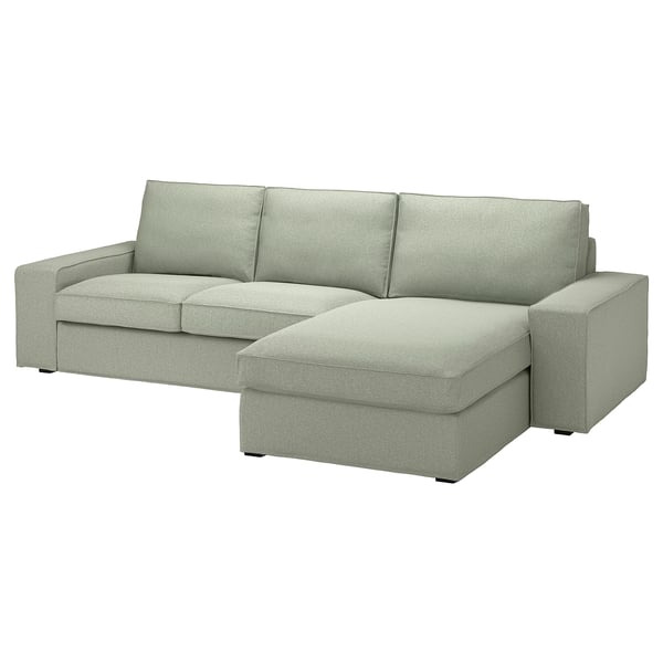 KIVIK Sofa in Hellgrün, rechteckig mit Chaiselongue, niedrige Armlehnen, Stoffbezug, bequeme Sitzgelegenheiten.