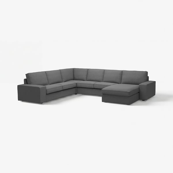 KIVIK Ecksofa, grau, modernes Design, tiefe Polster, Eckgerät, elegante Armlehnen, Stoffpolsterung.