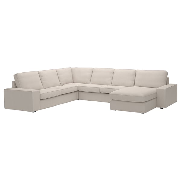KIVIK U-förmiges cremefarbenes Sofa mit weichen Kissen und recyceltem Stoff.