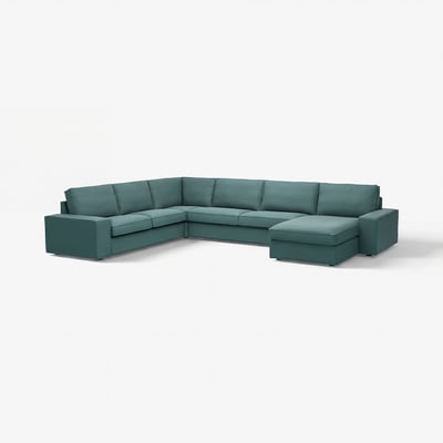 KIVIK Ecksofa, türkis, modernes Design mit abnehmbaren Armlehnen und weichen Kissen.