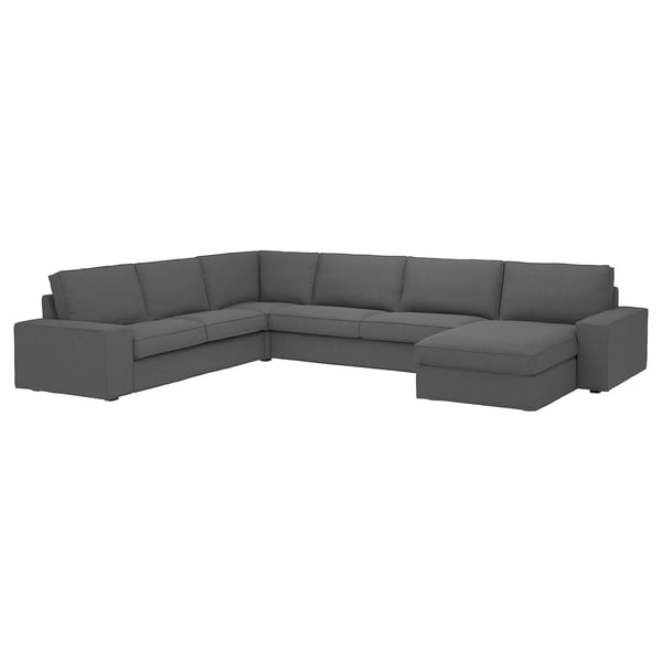 Großes graues KIVIK-Sektionssofa, U-Form mit Chaiselongue, strapazierfähiger Stoff, bequeme Kissen.