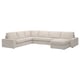 KIVIK beiges Sektionssofa mit Chaiselongue, weicher Stoffstruktur, tiefen Kissen und Eckdesign.