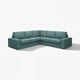 Türkisfarbenes KIVIK-Ecksofa, modernes Design, breite Sitze, niedrige Armlehnen, bequemer, reinigender Stoffbezug.
