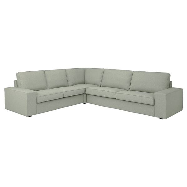 KIVIK Sektionssofa, hellgrau, schlank und modern mit breiten Kissen, L-förmiges Design.