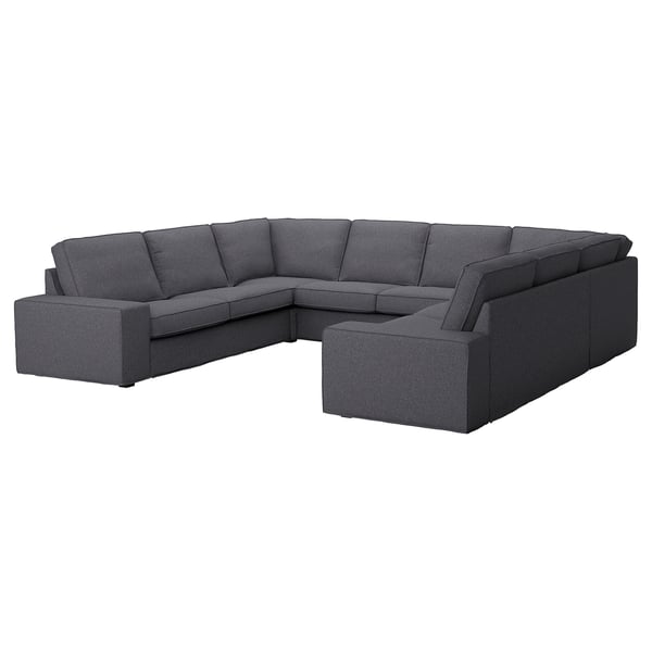 Großes graues U-förmiges KIVIK-Sektionssofa, modernes Design mit bequemen Kissen.