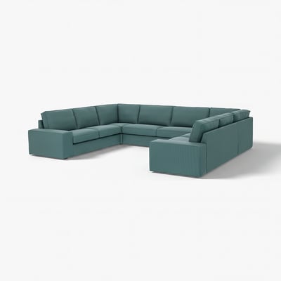 KIVIK türkisfarbenes Ecksofa, u-förmig, bequem mit niedrigen Armlehnen, Stoffbezug.