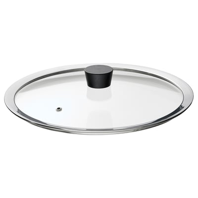 28 cm Pfanne mit schwarzen Noppen und klarem Deckel.