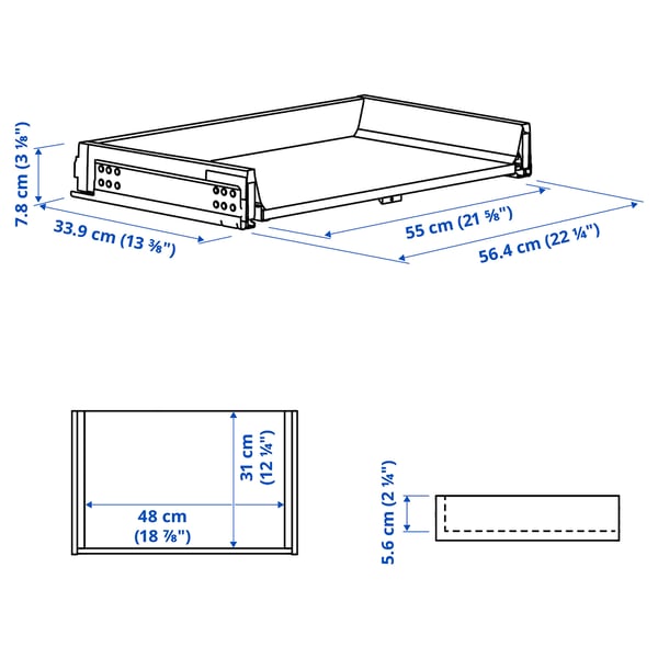 KNIVSHULT Schublade, niedrig, dunkelgrau, 60x37 cm