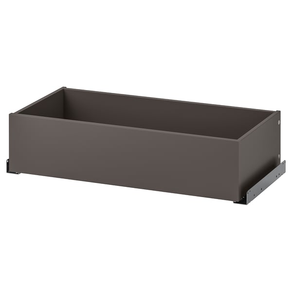 Graue KOMPLEMENT-Schublade für Pax-Kleiderschrank, minimalistisches Design mit halbmattem Finish.