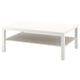 Weißer LACK Couchtisch, quadratisch, minimalistisch mit klarer oberer und unterer Ablage.