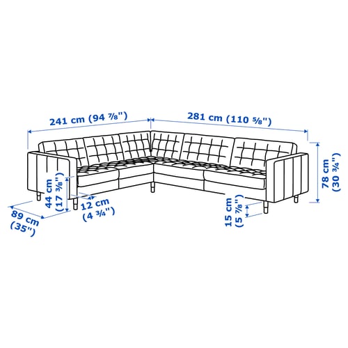Abbildung mit Maßen für das Produkt: LANDSKRONA.