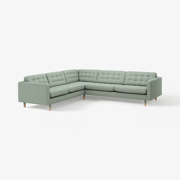 LANDSKRONA Ecksofa 5-sitzig, Gunnared hellgrün/Holz