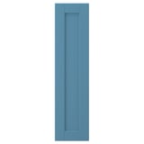 Blaue LERHYTTAN-Schranktür mit Holzrahmen und Mittelpanel.