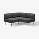 Modernes graues LILLEHEM-Modulsofa, U-förmig, Metallbeine, abnehmbarer Stoffbezug.