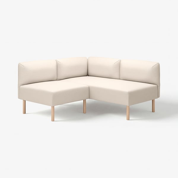 LILLEHEM moduläres Sofa, beige, klare Linien, Holzbeine, individuell anpassbar.